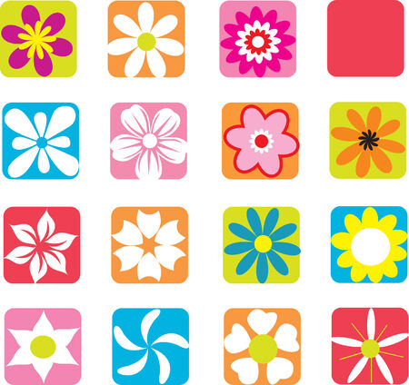 icon flower is silhouette cute retro design stickerのイラスト素材