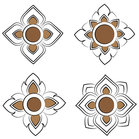 thai pattern flower color set vetorのイラスト素材