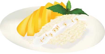 mango sticky rice thai dessert vectorのイラスト素材