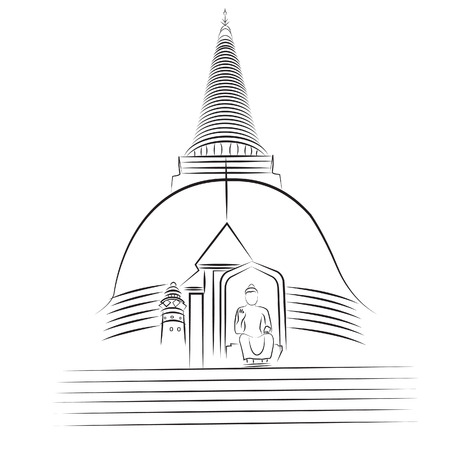 Wat Phra Pathom Chedi Nakhon Pathom Thailandのイラスト素材