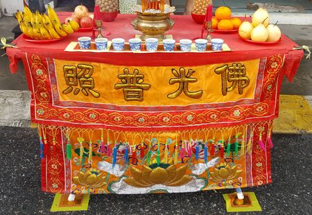 Beautiful embroidered Chinese silk chinese festivalの写真素材