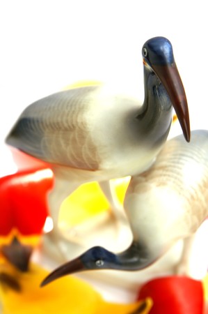 antique heron china, bird