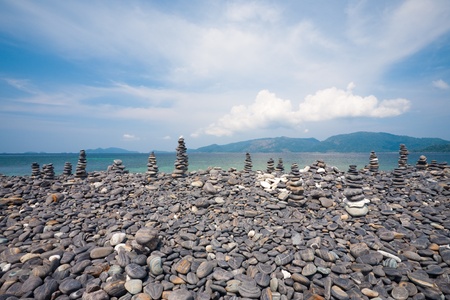 An island of smooth polished rocks in formation, a tourist attraction near Koh Lipe (aka Ko Lipeh), Thailand, part of Tarutao National Parkの写真素材