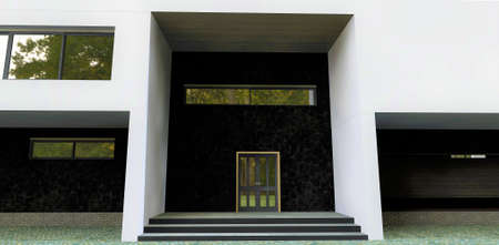 modern building. Finishing the entrance in black marble. 3d rendering. Good idea for an exterior designer.の写真素材