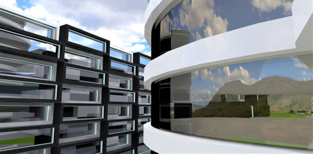 Suburban apartment construction as a latest trend in real estate investment. Two contemporary houses...