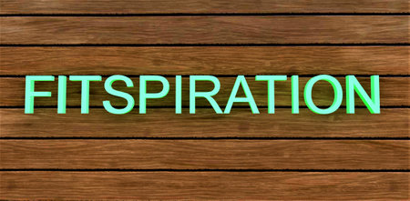 Fitspiration - the word written on the board. fitness and inspiration. Someone or something that motivates you to exercise. 3d rendering.の写真素材