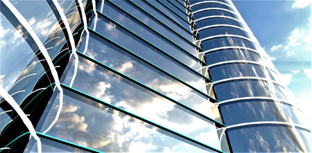 Investment in contemporary apartments in upscale glass tower constructed according to exclusive design made by a team of skilled architects. 3d rendering.の写真素材