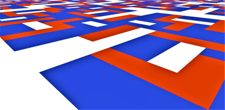 abstract background. Red blue white colors combination. Can be used as a texture for birthday greeting card. 3d rendering.の写真素材