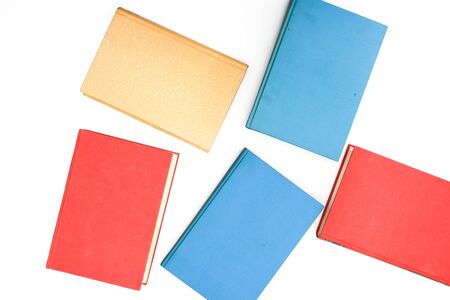 Colorful books on the white background
