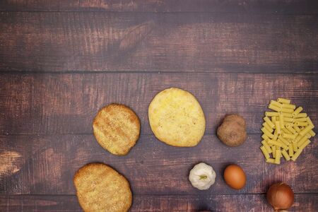 Fresh and healthy food on the wooden tableの写真素材