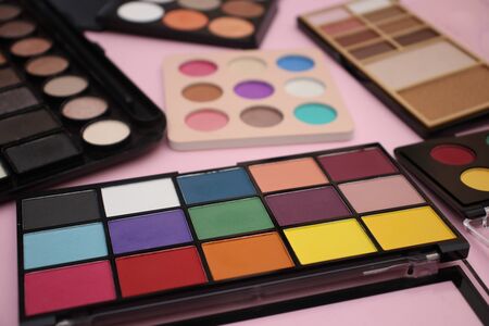 Eye shadows on pink backgroundの写真素材