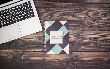 Work table with office suppliesの写真素材