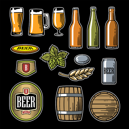 Beer flat icons set のイラスト素材