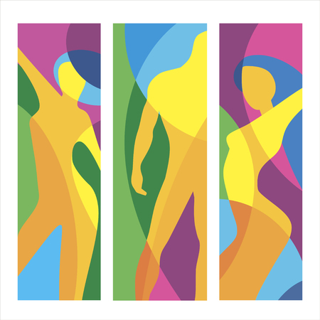Man gym and woman of fitness. Abstract colorful vector illustration for patternのイラスト素材