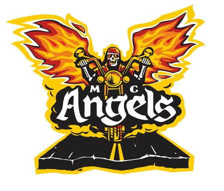 Motorcycle labels, badges and design elements. Vector illustration for motorcycle club Angels.のイラスト素材