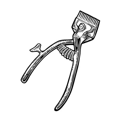 Hair cutting machine. Vector black vintage illustrations isolated on white backgrounds. Hand drawn engraving for poster, label, banner, web.のイラスト素材