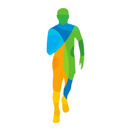 Runner. Front view. Abstract colorful vector illustration. For poster, label, banner, web. Isolated on white backgroundのイラスト素材