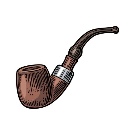 Pipe. Vector engraving vintage color illustration isolated on white background.のイラスト素材