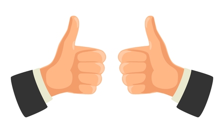 Hand showing symbol Like. Making thumb up gesture.のイラスト素材