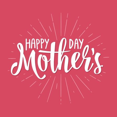 Happy Mothers Day lettering. Vector vintage illustration. Isolated pink backgroundのイラスト素材