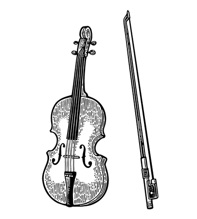 Violin. Vintage black engraving illustrationのイラスト素材