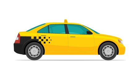 Taxi car with shadow. Flat styled color vector illustration. Isolated on white background.のイラスト素材