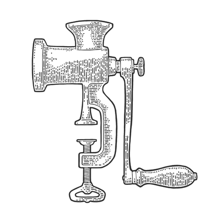 Meat grinder. Vector black vintage engravingのイラスト素材