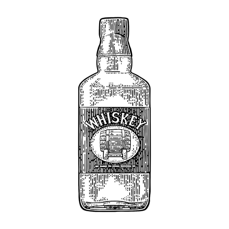Whiskey bottle label with barrel.のイラスト素材