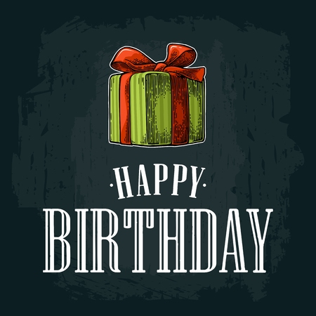 Gift box with ribbon and bowのイラスト素材