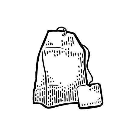 Tea bag with rope and tag icon.のイラスト素材