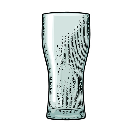 Empty glass beer. Vector color vintage engraving isolated on white background. Hand drawn illustration.のイラスト素材