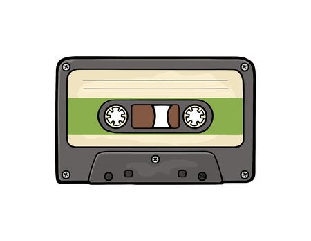 Retro audio cassette. Vector black flat illustrationのイラスト素材