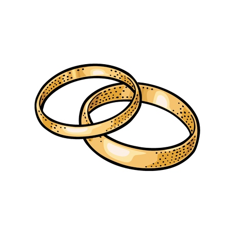 Wedding rings. Vintage black vector engraving illustrationのイラスト素材
