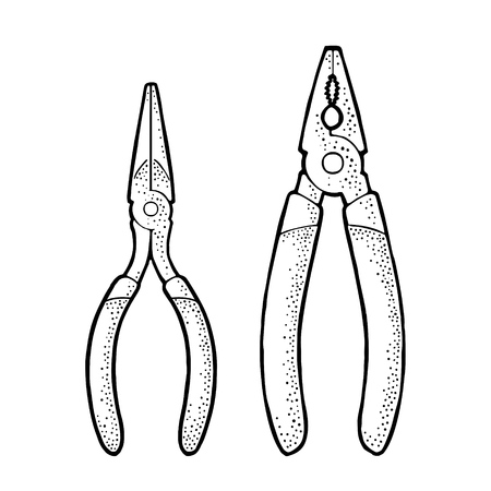 Pliers. Vintage vector engraving illustrationのイラスト素材