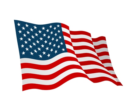 American flag. Vector flat color illustration isolated on white background.のイラスト素材
