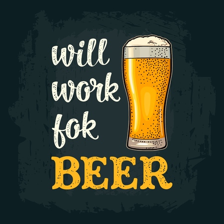 Glass beer. Vintage vector engravingのイラスト素材