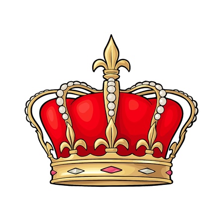 King crown. Vintage vector color illustration. Isolated on white background. Hand drawn design element for label and posterのイラスト素材