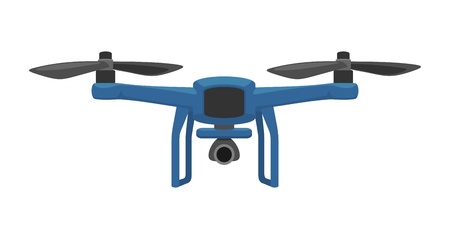 Drone with a camera fly. Vector flat color illustration.の写真素材