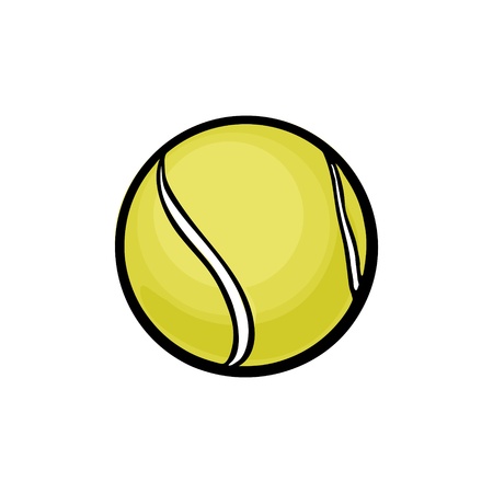 Tennis ball. Vector color illustration. Isolated on white background. Hand drawn design element for label and posterのイラスト素材