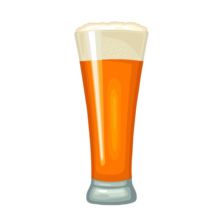 Glass with beer. Vector color flat icon. Isolated on white background.のイラスト素材