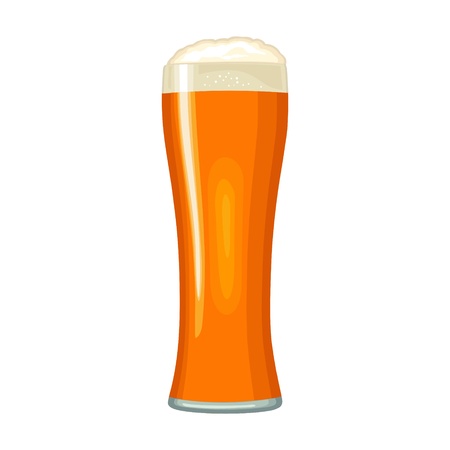 Glass with beer. Vector color flat icon. Isolated on white background.のイラスト素材
