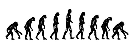 Theory evolution of man. From monkey to man. Vintage engravingのイラスト素材