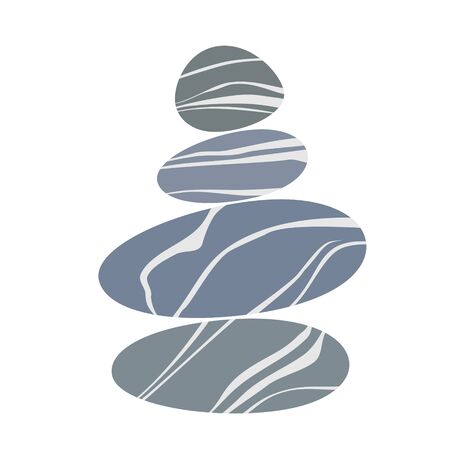 Pile of smooth gray stones. Sea pebbles icons. Color vector flat illustration for info graphic, poster, web. Isolated on white background.のイラスト素材