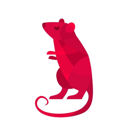 Red rat. Symbol Chinese 2020 new year. Vector color flat illustrationのイラスト素材