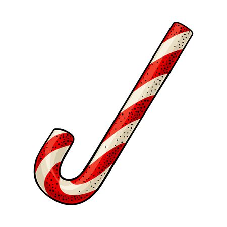 Christmas candy cane. Vector vintage color engraving illustration.のイラスト素材