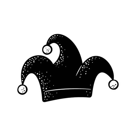 Jester cap. Vector black engraving illustration isolated on whiteのイラスト素材