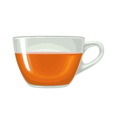 Glass cup wit tea. Vector color realistic illustration isolated on whiteのイラスト素材