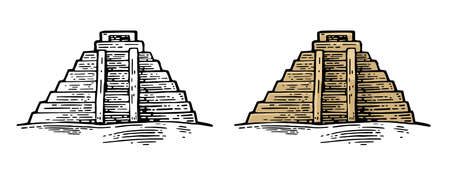 Pyramid. Vector black hand drawn vintage engraving