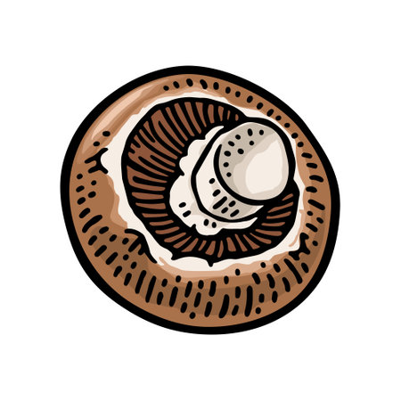 Champignon. Vintage color vector engraving illustration on whiteのイラスト素材