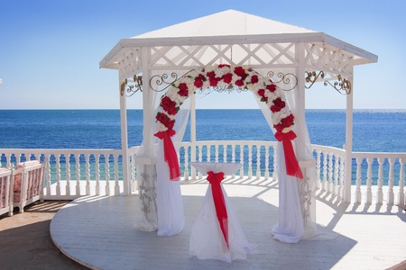 pavilion by the seaの写真素材